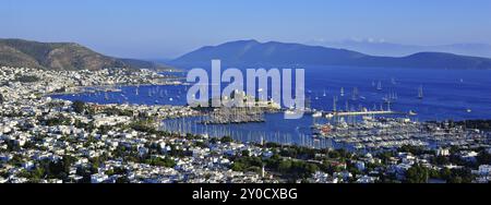 View of Bodrum Harbor on Turkish Riviera Stock Photo