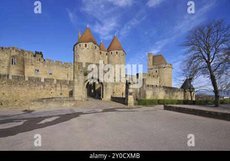 Cite von Carcassonne, Castle of Carcassonne in southern France Stock Photo