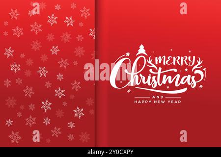 merry christmas greeting card, happy new year greeting card, red background, merry christmas pattern vector Stock Vector