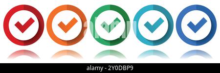 Accept vector icons, flat icon set for logo design, webdesign and mobile applications, colorful web button collection in eps 10 Stock Vector