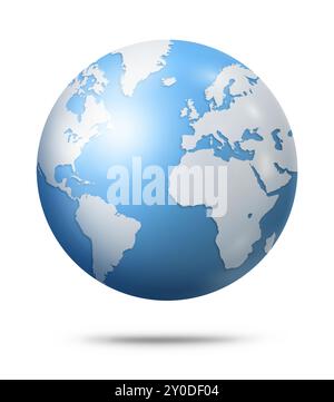 Blue earth globe isolated on white background. 3D illustration Stock Photo