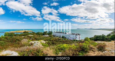 Panorama of Killiney Bay and surroundings from Sorrento Park on a bright day Stock Photo