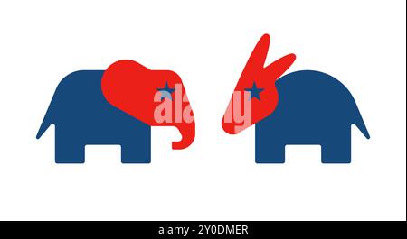 USA election. Republican elephant, Democrat donkey Stock Vector