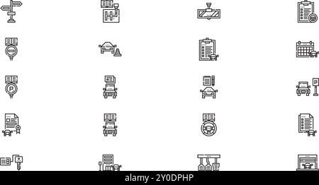 Driving school icons High-Quality Vector Icons Collection with Editable Stroke. Ideal for Professional and Creative Projects. Stock Vector