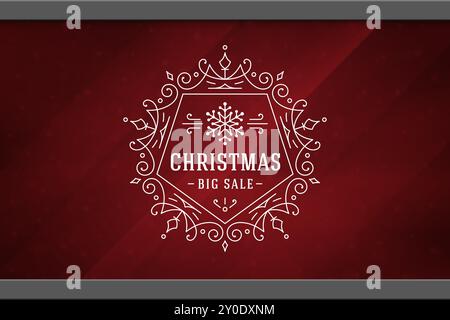 Christmas sale sticker label design on window background vector illustration. Website advertising banner or shop sale decals graphics. Stock Vector