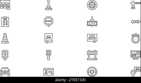 Driving school icon pack High-Quality Vector Icons Collection with Editable Stroke. Ideal for Professional and Creative Projects. Stock Vector
