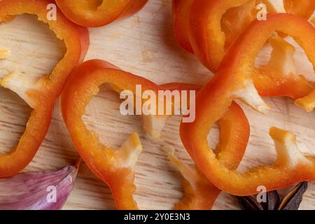Hot red pepper on the board, red pepper to give food a hot taste Stock Photo