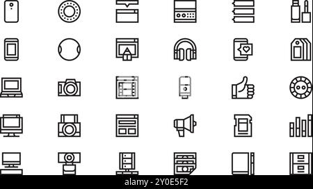 Blogger influencer essentials icons High-Quality Vector Icons Collection with Editable Stroke. Ideal for Professional and Creative Projects. Stock Vector