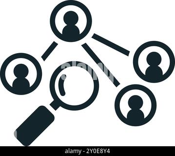 Magnifying glass choosing person icon representing business recruitment and human resources management Stock Vector