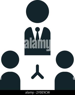 Business management concept with manager leading two employees icon Stock Vector