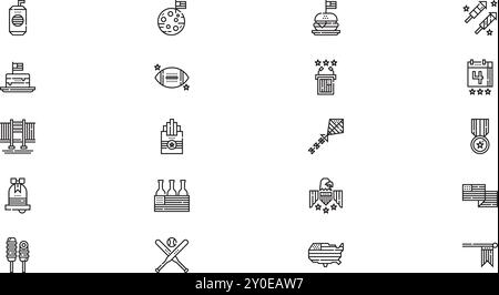 Th of july icons High-Quality Vector Icons Collection with Editable Stroke. Ideal for Professional and Creative Projects. Stock Vector