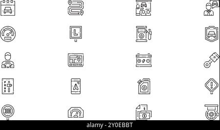 Driving school icon pack High-Quality Vector Icons Collection with Editable Stroke. Ideal for Professional and Creative Projects. Stock Vector