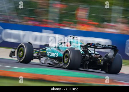 Lance Stroll of Canada driving the (18) Aston Martin Aramco F1 Team AMR24 during Formula 1 - Pirelli Gran Premio d'Italia 2024 - Race, Formula 1 Championship in Monza, Italy, September 01 2024 Stock Photo