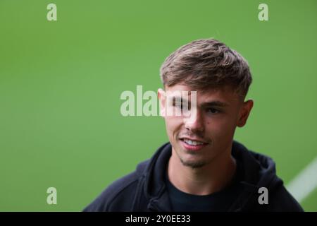 Callum Doyle of Norwich City arriving- Norwich City v Sheffield United, Sky Bet Championship, Carrow Road, Norwich, UK - 24th August 2024 Editorial Use Only - DataCo restrictions apply Stock Photo