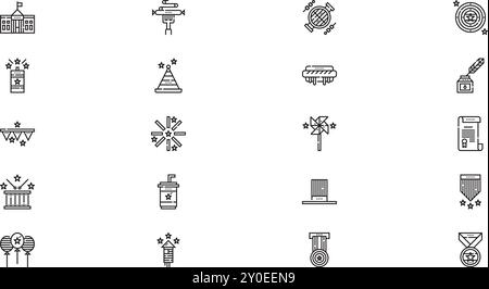 Th of july icons High-Quality Vector Icons Collection with Editable Stroke. Ideal for Professional and Creative Projects. Stock Vector