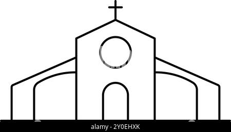 Christian Church logo outline vector illustration Stock Vector