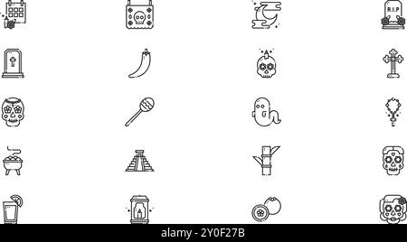 Dia de muertos icon pack High-Quality Vector Icons Collection with Editable Stroke. Ideal for Professional and Creative Projects. Stock Vector