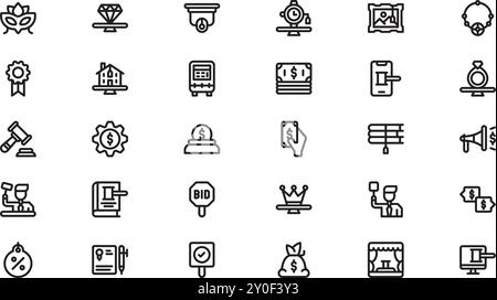 Auction icons High-Quality Vector Icons Collection with Editable Stroke. Ideal for Professional and Creative Projects. Stock Vector