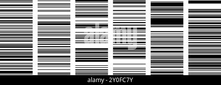 Set of horizontal barcodes as seamless pattern. Binary simple bg with encoded information for scanners or digital devices. Vector background with irre Stock Vector