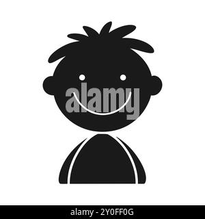 Smiling boy with tousled hair icon Stock Vector