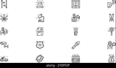 Crime investigation icons High-Quality Vector Icons Collection with Editable Stroke. Ideal for Professional and Creative Projects. Stock Vector