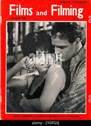 Films and Filming Aug 1960 - Vintage magazine cover -  Photographer unknow - Text transcription  [ MAKING NAVARONE Films and Filming AUGUST 1960 2s. ANNA MAGNANI and MARLON BRANDO in THE FUGITIVE KIND  ] FOR EDITORIAL USE ONLY ! Stock Photo