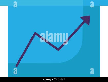 Vector line chart in a colorful flat style. Trending up and analytics symbol. The icon is suitable for web design, online shop, print, and social medi Stock Vector