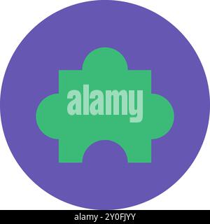 Vector puzzle piece in the circle in a colorful flat style. Complexity, challenge, and intelligence symbol. The icon is suitable for web design, onlin Stock Vector