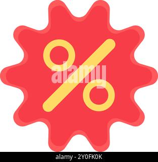 Vector sale icon with a percentage sign in a colorful flat style. The sticker is suitable for web design, online shop, print, and social media posts. Stock Vector