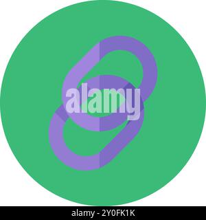 Vector chain links in a circle in a colorful flat style. Online shopping, invitation, or link to a website symbol. The icon is suitable for web design Stock Vector