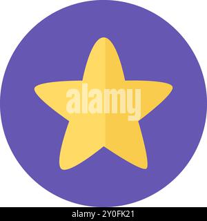 Vector star in a circle in a colorful flat style. Positive feedback, premium good symbol. The icon is suitable for web design, online shop, print, and Stock Vector