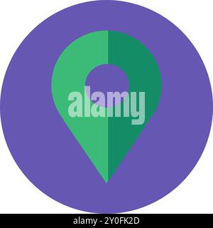 Vector pointer icon in a circle in a colorful flat style. Navigation, location, and discovery symbol. The icon is suitable for web design, online shop Stock Vector