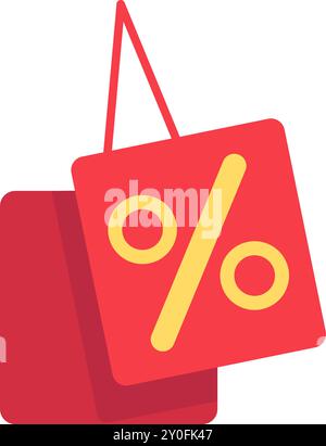 Vector sale labels icon with a percentage sign in a colorful flat style. The sticker is suitable for web design, online shop, print, and social media Stock Vector