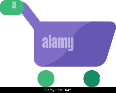 Vector shopping cart in a colorful flat style. Online shopping, purchase, or delivery symbol. The icon is suitable for web design, online shop, print, Stock Vector