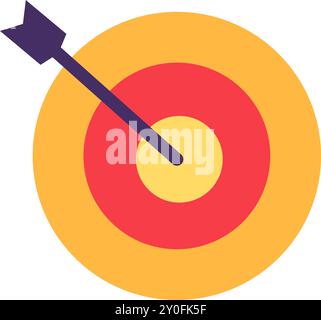 Vector target with an arrow in a colorful flat style. Achievement , contest, and success symbol. The icon is suitable for web design, online shop, pri Stock Vector