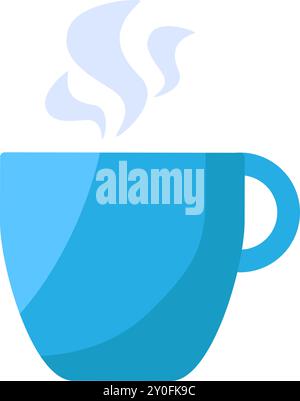 Vector cup with a hot drink in a vibrant flat style. Working in the office, coffee break symbol. Cafe or tea shop sign. The icon is suitable for web d Stock Vector