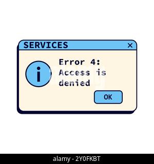 Retro error message on screen. Crash window in blue colors. Stock Vector