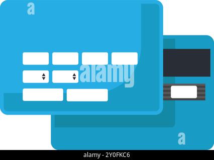 Vector banking card with two sides icon in a bright flat style. Income, payment and money balance symbol. The icon is suitable for web design, online Stock Vector