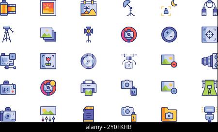 Photography icons High-Quality Vector Icons Collection with Editable Stroke. Ideal for Professional and Creative Projects. Stock Vector