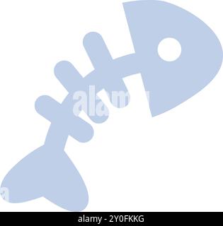 Breakfast of spoiled pet. Skeleton eaten by herring fish after cat lunch. Image for design of pet store or veterinary clinic. Simple flat vector isola Stock Vector