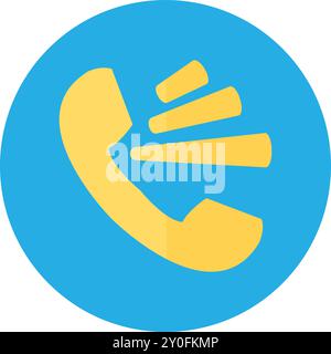 Vector icon with a phone handset in the circle in a colorful flat style. Conversation, communication, and contact symbol. The icon is suitable for web Stock Vector
