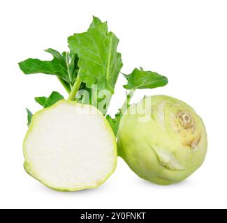 kohlabi vegetable isolated on white background. kohlabi clipping path Stock Photo