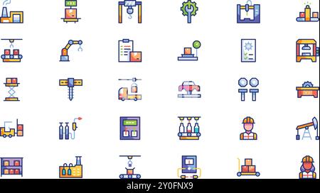 Factory icon pack High-Quality Vector Icons Collection with Editable Stroke. Ideal for Professional and Creative Projects. Stock Vector