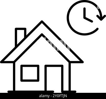 Home and clock. Property time management and mortgage payment schedules. Pixel perfect vector icon Stock Vector