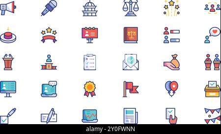 Voting elections icons High-Quality Vector Icons Collection with Editable Stroke. Ideal for Professional and Creative Projects. Stock Vector