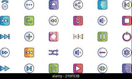 Media player controls icon pack High-Quality Vector Icons Collection with Editable Stroke. Ideal for Professional and Creative Projects. Stock Vector