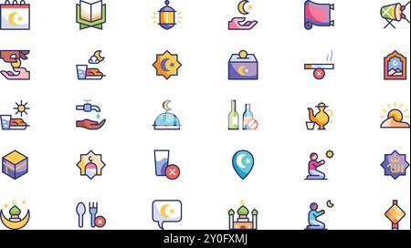 Ramadan icon pack High-Quality Vector Icons Collection with Editable Stroke. Ideal for Professional and Creative Projects. Stock Vector