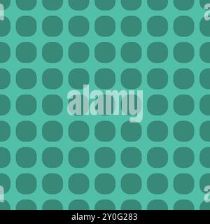 Abstract geometric seamless pattern. Vector fashion pattern. Rounded squares optical illusion. Turquoise and bottle green color. Stock Vector
