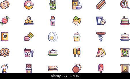 Classic snacks icon pack High-Quality Vector Icons Collection with Editable Stroke. Ideal for Professional and Creative Projects. Stock Vector
