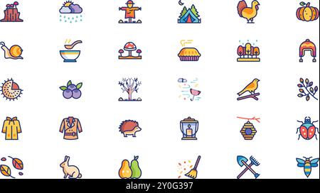 Autumn fall icons High-Quality Vector Icons Collection with Editable Stroke. Ideal for Professional and Creative Projects. Stock Vector